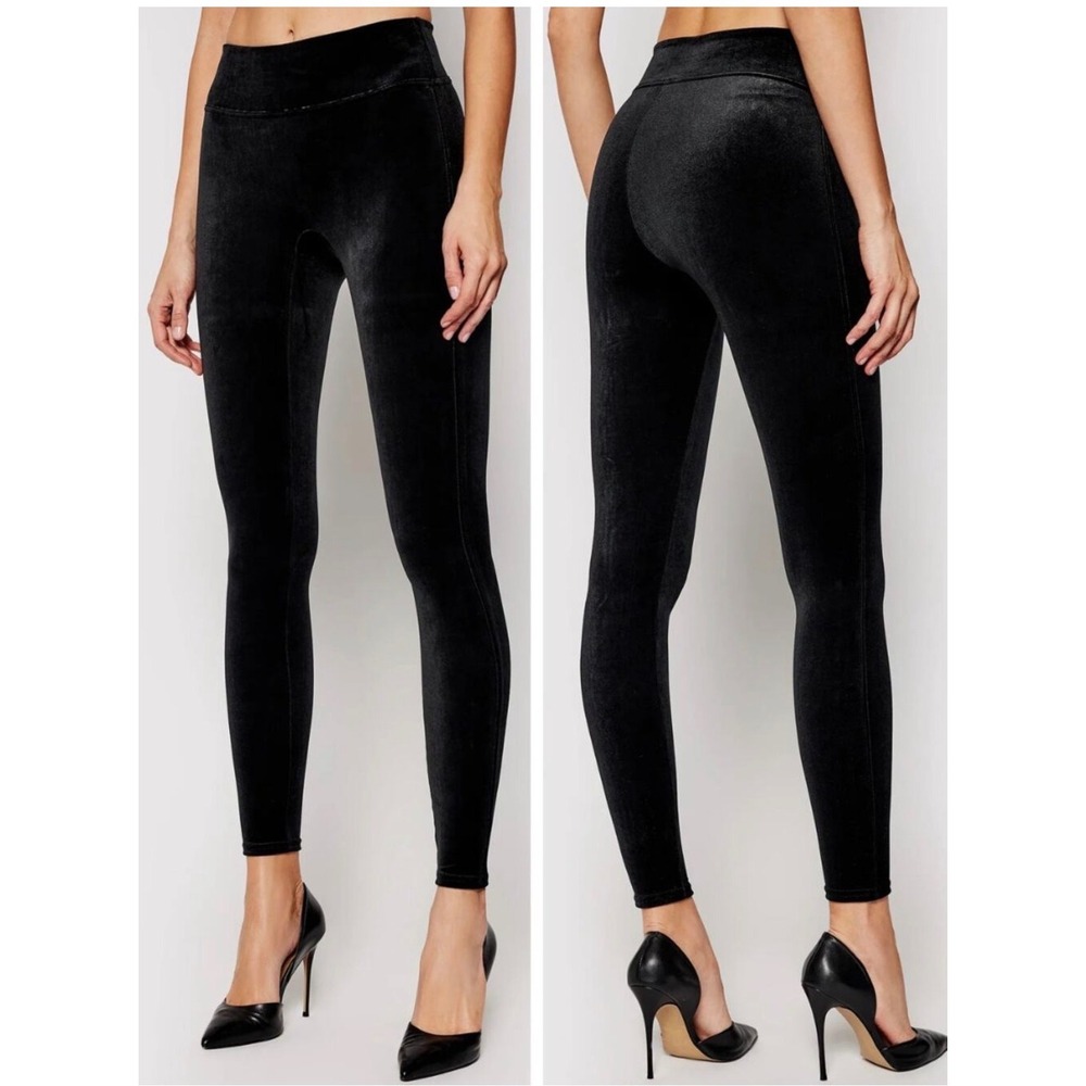 Spanx Velvet Leggings Black High Waisted Shaping Pants 2070 Medium NWT